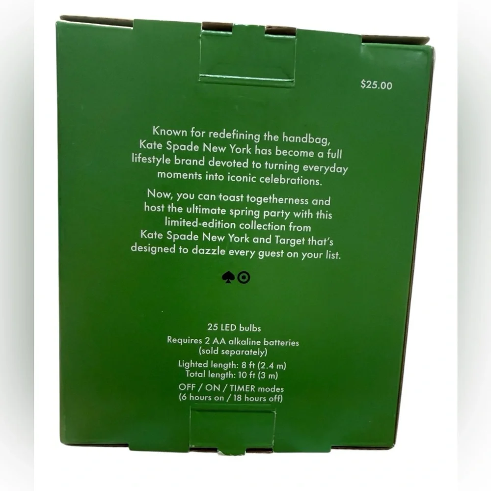 Kate Spade New York String Lights – Indoor/Outdoor – Battery Operated – New